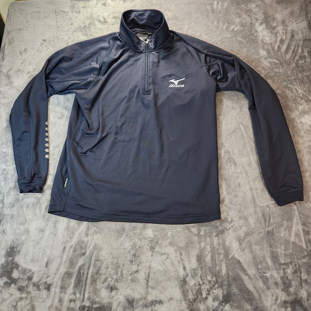 Mizuno Jacket Mens Large Navy Blue Gametime Long Sleeve Baseball Hitting Warm Up
